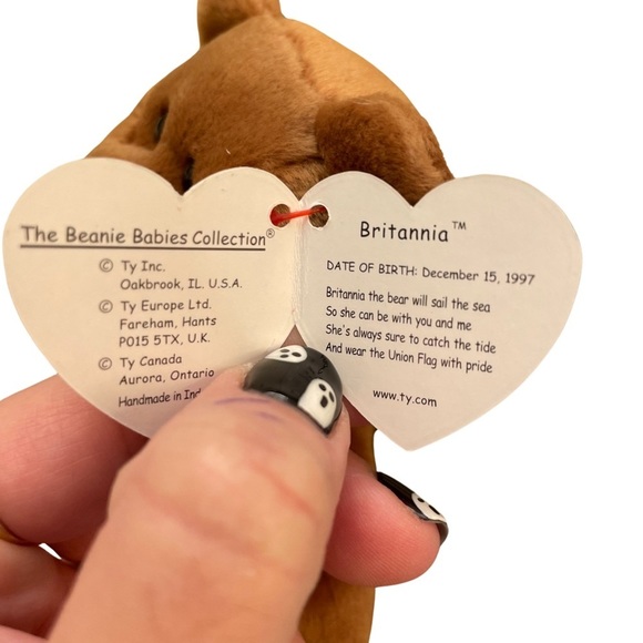 BEANIE Babies TY Original RARE Britannia British Bear 9 inches - Picture 7 of 11